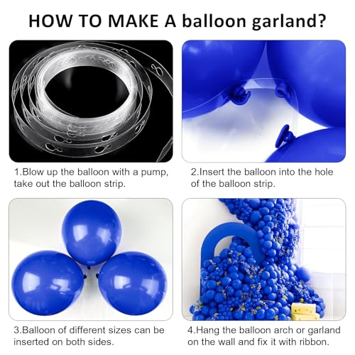 Miniatura 6 de Unisun Globos Azul Real, 130 Piezas Kit Arco Guirnalda Globos Azul Oscuro, 5 10 12 18 Pulgadas Globo Azul Profundo Para Niños Hombres Mujeres Niñas Bodas Cumpleaños Fiestas Baby Shower Decoraciones