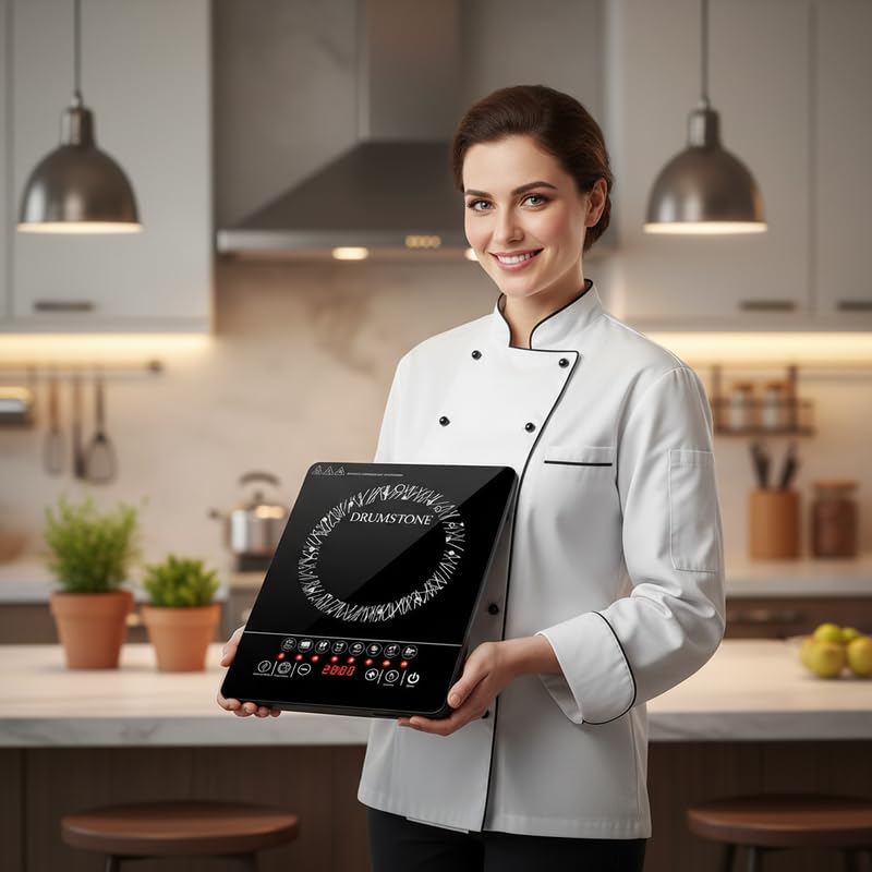 Image of Drumstone (15 Years Warranty) 2000W Induction Cooker with Touch Control, LED Display, 9 Power Levels, Timer & Auto Shut-Off, Portable Energy Efficient Cooktop