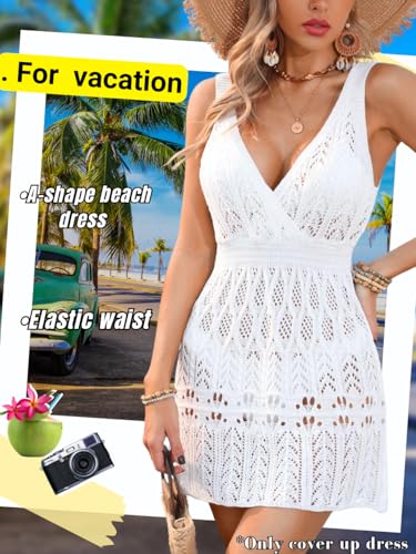 Women's Sexy Crochet Swimsuit Coverup, Swim Suit Cover Up Dress Beach Vacation, Knit Swimwear Cover Ups Bathing Suit4