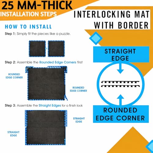 Image of 1 Inch /25mm Gym Floor mat Rubber for Heavy Workout Puzzle Floor mat for Home Exercise, Gym Equipment mat Interlocking Eva Foam Flooring Rubber Tiles Yoga, Kids Gym Mats for Floor