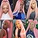 Missyvan 13X6 Pink Lace Front Wigs Long Silk Straight Baby Pink Hair Wigs Glueless Synthetic Hair Light Pink Heat Resistant Fiber Natural Hairline