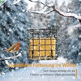 Mice&Co Futterstation für Wildvögel, für den Außenbereich, Energiekuchen, Natürliche Suet Kuchen für Wildvögel Futterspender für Garten | Pack 1 Futterspender und 4 Energiekuchen
