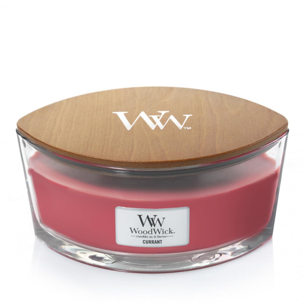 Woodwick Candela Profumata con Stoppino Scoppiettante, Uva Sultanina, Fino a 50 Ore, Vetro, Ribes, Large