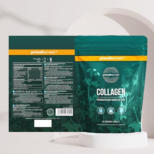 Primal Harvest Collagen Pulver Hochwertiges hydrolysiertes Kollagenpulver Typ I & III – 300 g – Geschmacksneutral – Kollagenpeptide (30 Portionen (2er Pack) 5