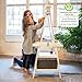 Little Partners Deluxe Learn 'N Play Toddler Easel for Kids, Two-Sided Art Center with Chalkboard, Magnetic Dry Erase Whiteboard, Paper Feed, Storage Bins, Paint Containers (Soft White)
