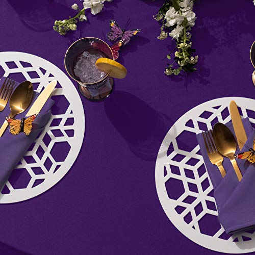Image of Gee Di Moda Rectangle Tablecloth - 90 x 132 Inch Purple Table Cloth for 6 Foot Tables with Floor-Length Drop - Heavy Duty Washable Fabric for Holiday Party, Dinner, Weddings & Baby Shower
