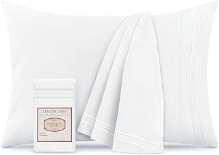 Mellanni Iconic Collection Pillowcases - Ultra Soft Cooling Microfiber Pillow Covers, Wrinkle Stain Resistant Envelope Closure (Queen 20x30, White, 2 Pack)