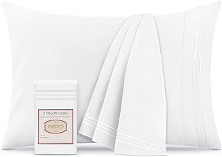 Pillow Cases - Luxury, Extra Soft | Cooling Pillow Covers - 2 PC Iconic Collection Pillowcases - Envelope Closure (Standard/Queen 20" x 30", White)