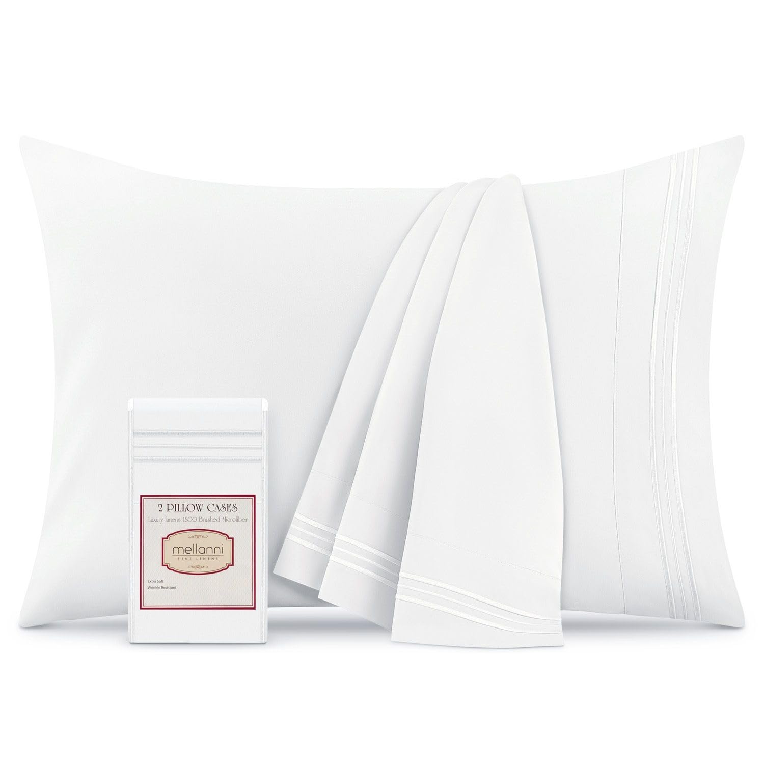 Mellanni Pillow Cases - Luxury Extra Soft Cooling Pillow Covers - 2 PC Iconic Collection Pillowcases - Envelope