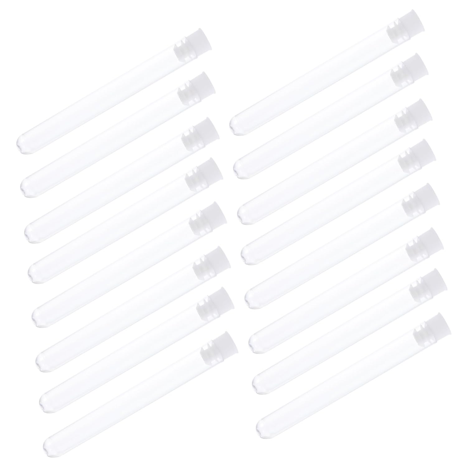 Cabilock 5sets 100pcs Plastic Test Tubes with Stoppers Test Bottles for Scientific Experiments Liquid Storage and Educational Activities Leak Design for Easy Transportation 100pcs*5