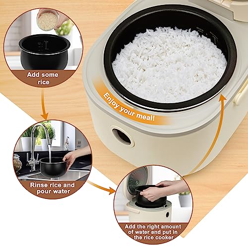 Bear Multifunctional 4 Cups(Uncooked) Rice Cooker with Steamer and 6 Rice Cooking Functions for 2-3 People - Perfect for White/Brown Rice, Porridge, and Soup - Image 4