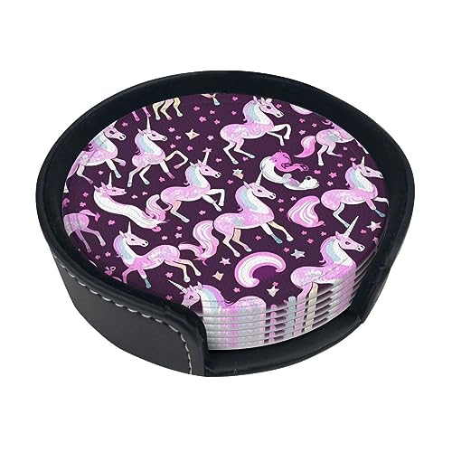 Dessous de verre licornes roses en polyuréthane premium, set de table durable