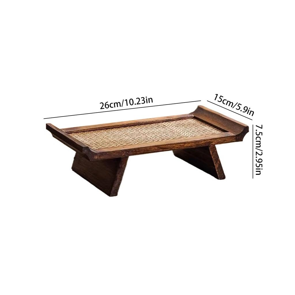 Bandejas Servir Comida Bandeja For Taza De Té Rectangular Madera Maciza For El Hogar, Bambú Zen Retro Mesa Cama