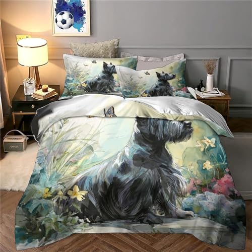 Scottish Terrier housse de couette 3D lit simple 135x200 microfibre - 6