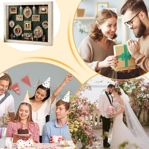 Miniatura 3 de Mini Cajas De Silueta De Museo De Bricolaje Kit De Marco De Cajas De Sombra De 22,7x31,4cm Con Luces Mini Marcos Y Figuras Dorados, Celebre Sus Recuerdos Únicos Con Estilo,Para Boda,Decoración Hogar