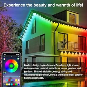 500FT RGB Eaves Lights with App Control, DIY Scene Modes, IP67 Waterproof Outdoor Under Eave Lighting for House, Party, Holiday 500FT RGB Eaves Lights with App Control DIY Scene Modes IP67 Waterproof Outdoor Under Eave Lighting for House Party Holiday