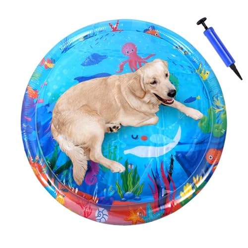 Alfombrilla de juego para gatos, almohadilla sensorial de agua, tapete de juego inflable, almohadilla de enfriamiento, juguetes interactivos, tapete grueso con bomba, suministros para mascotas para