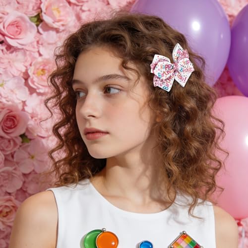 2 Pinzas de pelo multicolor con lazo brilloso miniatura 6