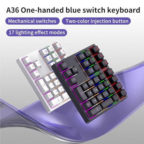 Image of VBESTLIFE Mechanical Numpad, 34Keys Mini Type C Numeric Keypad, RGB Backlight, PBT Keycaps Rechargeable Number Keypad for PC (Black)
