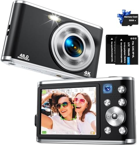 Digital Camera FHD 4K Vlogging Camera with Autofocus Dual Lens 48...