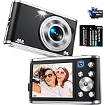 Digital Camera FHD 4K Vlogging Camera with Autofocus Dual Lens 48MP 16X Digital Zoom 2.8" IPS Screen Compact Travel Video Camera for Teens Adult Beginner,32GB Card,2 Batteries,Black