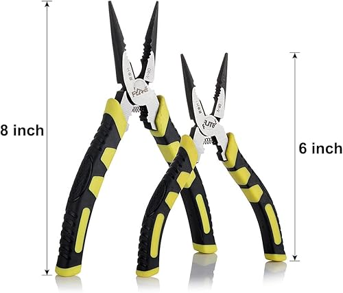 Miniatura 3 de Alicates de punta de aguja con resorte que ahorran trabajo con cortadores laterales de 6 pulgadas, alicates de punta de aguja combinados utilizados