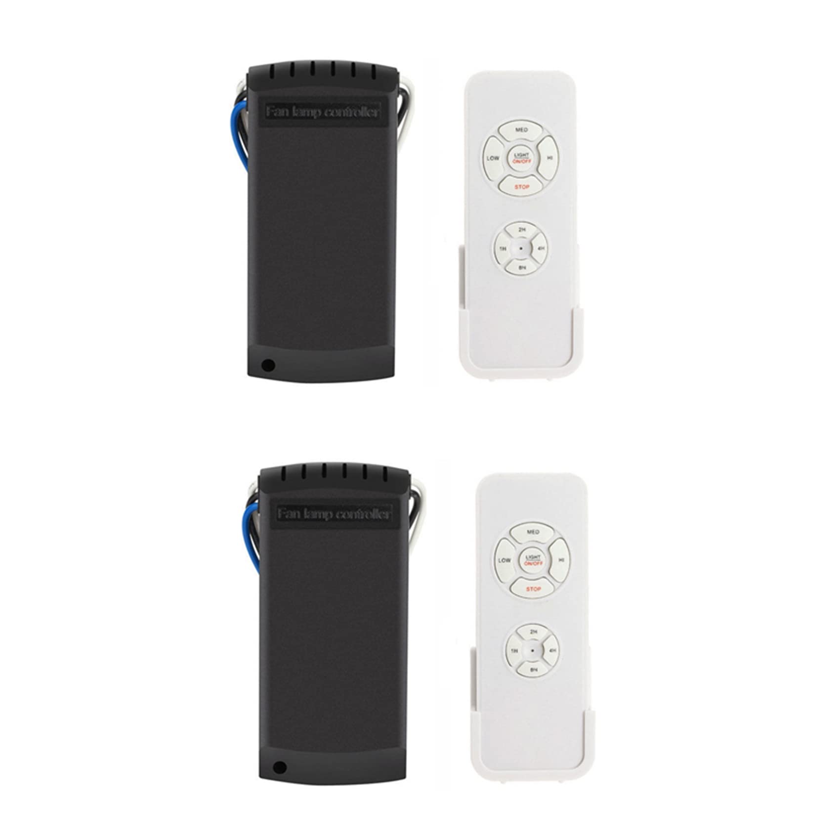 Jnchdghwa Black & White 2X Universal Ceiling Fan & Light Remote Control Kit Timing Wireless Switches