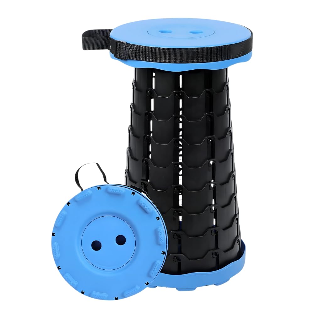 Drumstone 𝟏𝟓 𝐘𝐞𝐚𝐫𝐬 𝐖𝐚𝐫𝐫𝐚𝐧𝐭𝐲 Adjustable Folding Stool – Portable Seat and Non-Slip Base – Lightweight, Compact & Durable for Camping, Travel, Fishing, Concerts and Outdoor Events.