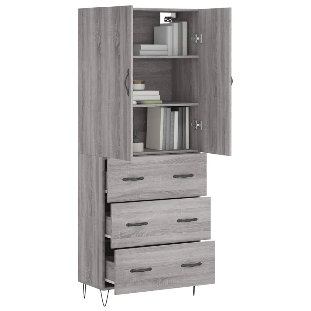 Accueil-Armoires et rangement, buffets et buffets, haut-board gris Sonoma 69,5 x 34 x 180 cm en bois d'ingénierie
