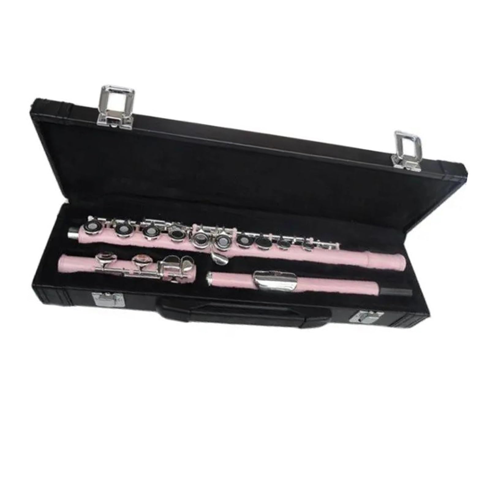 flet prosty Różowy flet 16 otworów E Klucz posrebrzany Kluczowy instrument fletowy z pudełkiem Instrument dęty drewniany