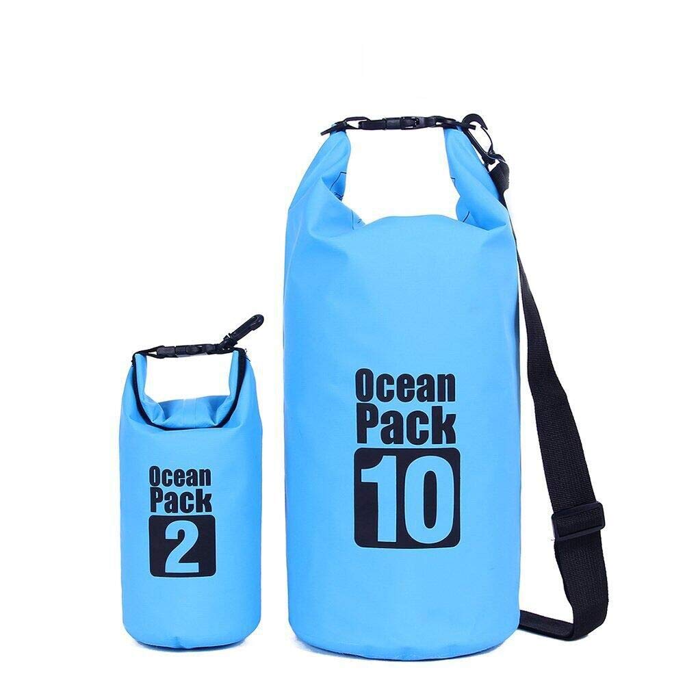 ValueHall (2 Pack) 10L/2L leggero 500D impermeabile secco borse con tracolla regolabile durevole, Plus gratis telefono custodia