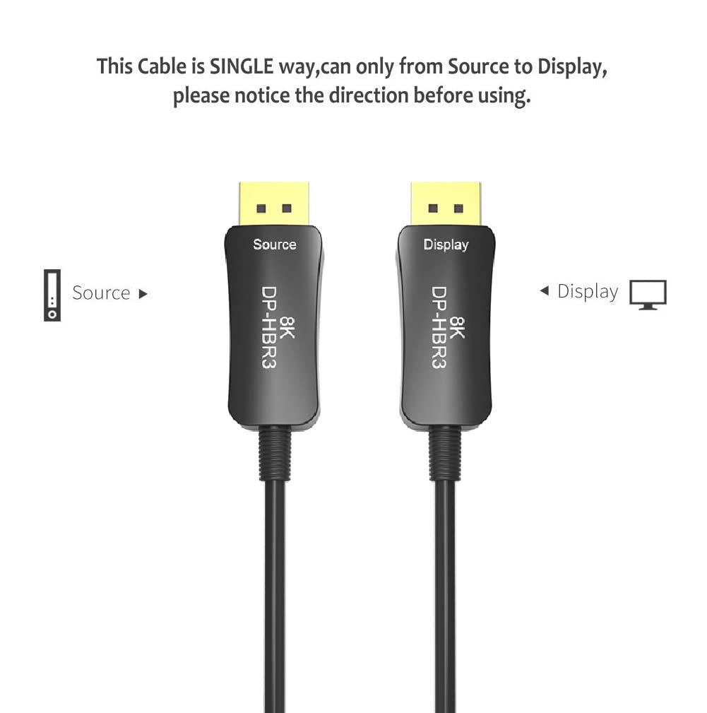 Cavo in fibra da DP a DP maschio a maschio, 32 Gbps, ad alta velocità, 8 k@60 hz, 4 k@140 hz, DP 1.4, porta display per videoproiettore, host PC, scheda grafica 8 metri