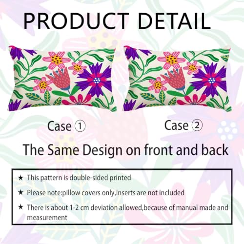 Housses de coussin extérieur imperméable 50x90 cm lot de 2 lin violet vert - 7
