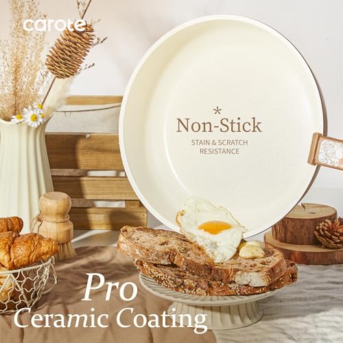 Image of CAROTE 25-Piece Ceramic Cookware Set, Nonstick Pots and Pans Set with Detachable Handle, Non-Toxic Kitchen Cooking Set, Dishwasher & Oven Safe, Induction Compatible, PFAS Free, Chocolate