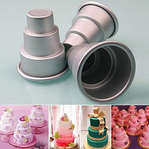 DIY Mini 3-Tier Cupcake Pudding Alloy Pan Chocolate Cake Mold Baking Pan Mould(Cake Mold Set) - Thumbnail 2