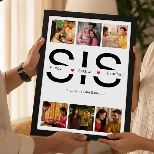 Image of Art Street Personalised & Customized Gift For Rakshabandhan, rakhi Photo Frame Collage with Photo upload, DAD Photo Print with Framed For Birthday, (Color: Black, A4)
