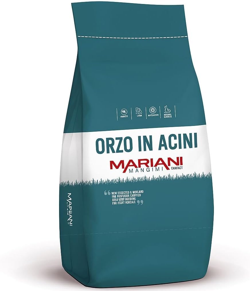 Orzo in Acini, Mangime Naturale Ventilato per Pollame e Galline Ovaiole, Fonte di Energia e Fibra, Qualità Costante per Uso Zootecnico - sacco 20 kg