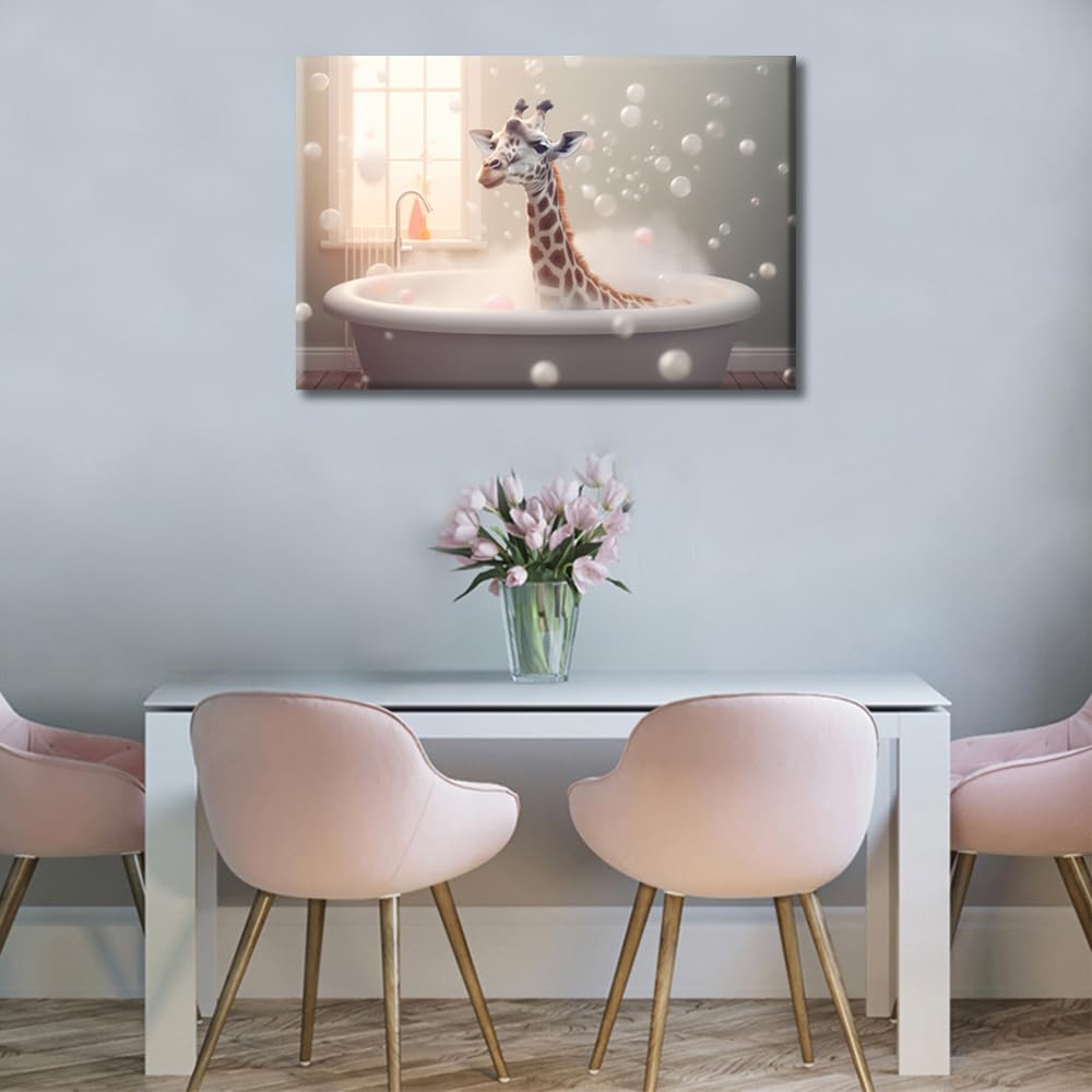Funny Pets Animal Wall Decor Canvas Paintings Bathtub Animal Giraffe Pictures for Bedroom Bathroom - Image 3