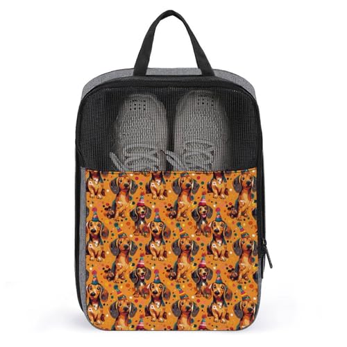 Sac à chaussures de voyage imprimé teckel de la danse au golf