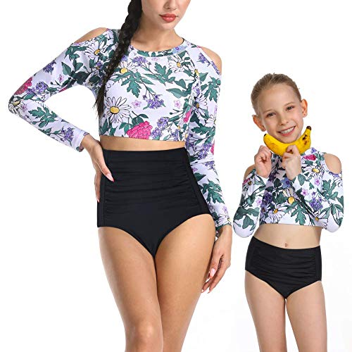 (15 OFF) Mommy & Me High Waist Tummy Control Bathing Suit Long Sleeve