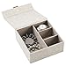 Produktbild mDesign Schmuckkasten mit Deckel  elegante Stoffkiste mit 4 Fächern zur Schmuckaufbewahrung  ideale Aufbewahrungsbox für Ringe, Ketten, Uhren, Armbänder und vieles mehr  hellgrau