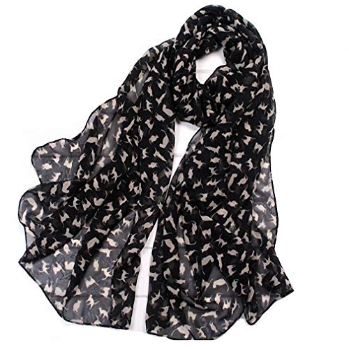 Lightweight Chiffon Printed Sweet Cartoon Cat Shawl Kitten Scarves for Women Graffiti Style Head Face Neck Hood Wrap
