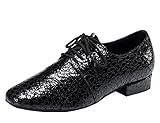 TDA Men's Fashion Comfort Lace-up Round Toe Black Leather Salsa Tango Ballroom Latin Modern Dance Shoes 10 M US
