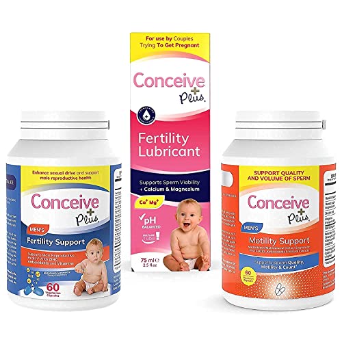 Conceive Plus Mens Fertility and Motility Bundle, Supports Healthy Male Fertile Health and Boost Volume, Fertility Lubricant 2.5 Ounce