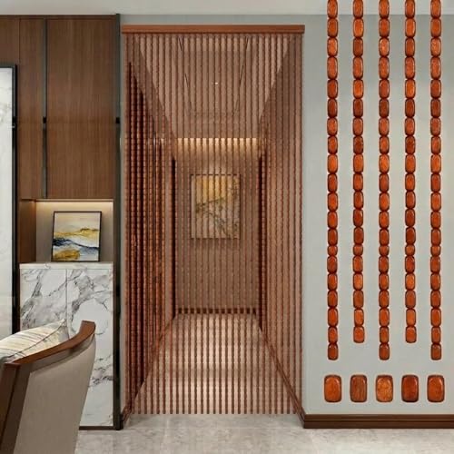 Rideau anti-insectes en perle de bambou naturel teck 120x210cm