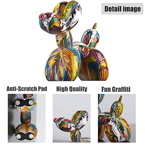 Creative Graffiti Balloon Dog Sculpture, Modern Art Resin Animal Balloon Dog Statue, Modern Decor Balloon Dog Figurines, Suitable For Desktop Living Room Office Study Shelf Decor (Graffiti Style) #TOP2