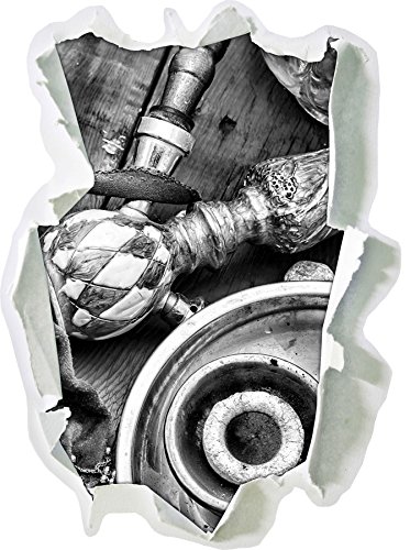 Stil.Zeit Monocrome, Orientalische Shisha Aprikose Papier im 3D-Look, Wand- oder Türaufkleber Format: 92x62cm…