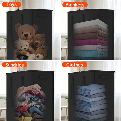 Image of Slim Laundry Hamper with Wheels,25 Gal (95L) Rolling Laundry Basket with lid and wheels Clothes Hamper Foldable Tall Dirty Clothes Basket Sturdy Collapsible Clothes Hamper for Dorm,Laundry Room