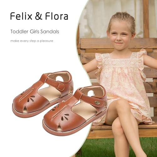 Image of Felix & Flora Toddler Girls Sandals Soft Rubber Princess Flat Shoes Flower Girl Shoes