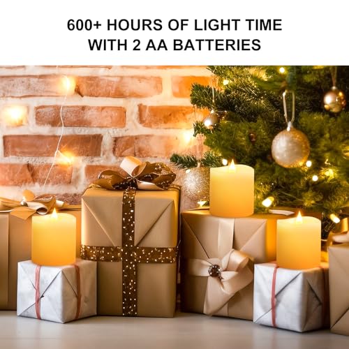 Image of 3x3 Flickering Flameless Candles Set of 3, Real Wax LED Battery Candles Flickering, 3 inch Flameless Candles with Remote,Battery Powered Candles, for Party /Wedding,Ivory